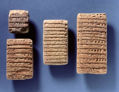 Four Tablets Recording Contracts, Akkadian, c.2400-2200 BC by Mesopotamian